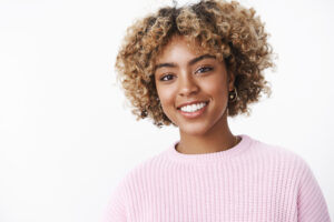 woman with nice smile veneers concept
